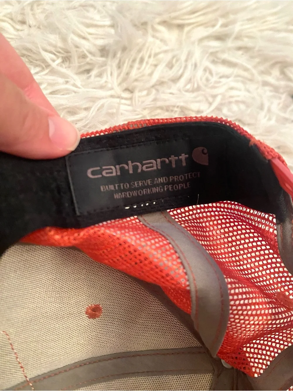 Carhartt Canvas Mesh-back Quality Patch Cap Force Sweatband Trucker Hat Orange